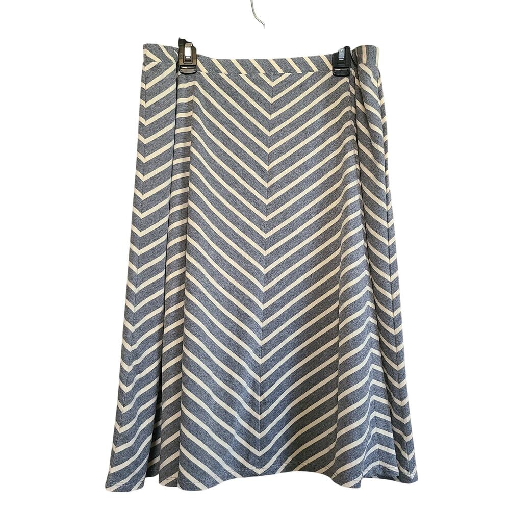 Sundance Chevron Pleated Skirt Womens M Gray Cream Flowy Lightweight Summer Boho